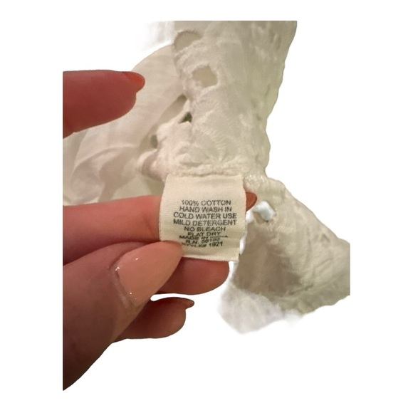 Anthropologie RAGA Sleeveless Eyelet Button Up Mini Dress Sz M White Euro Summer - Picture 5 of 9